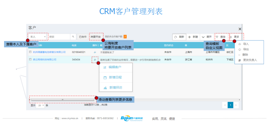<b>CRM系统功能介绍-客户列表页</b>